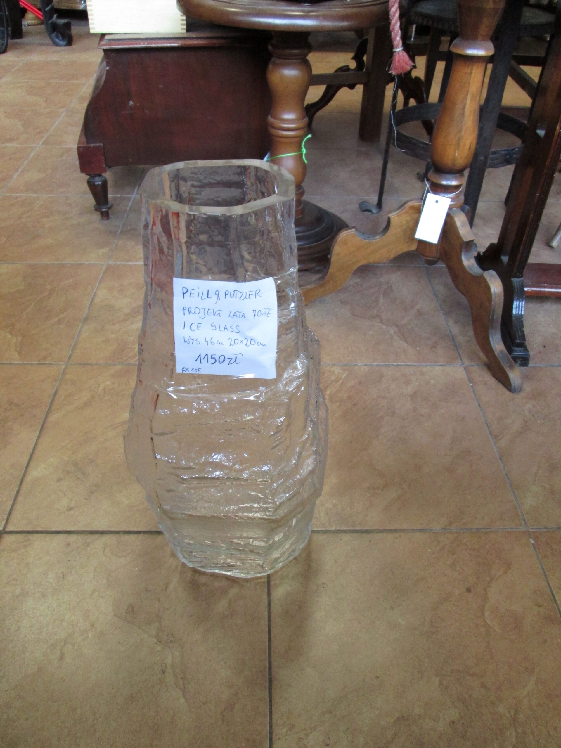 Ogromny wazon z lat 70-tych.Ice Glass.